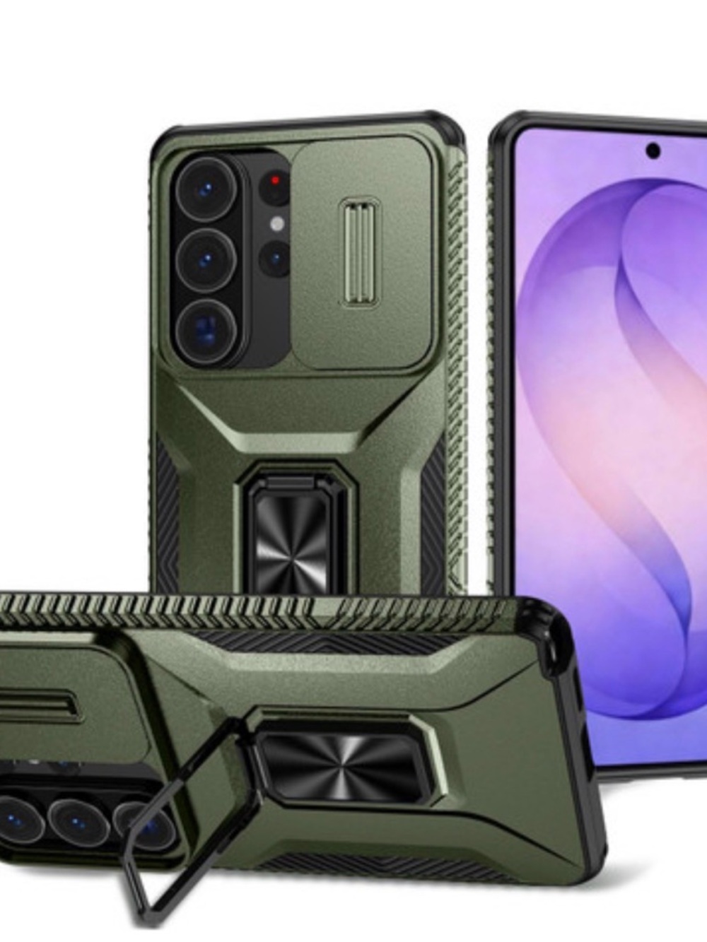 Samsung Galaxy S26 Rugged Green Phone Case with Kickstand - Not For S26 Ultra